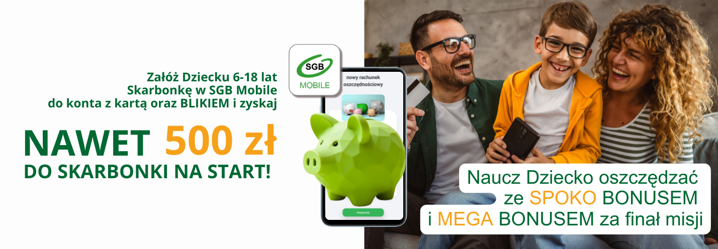 spoko bonus 2.0 mega bonus skarbonka sgb mobile esbank konto dziecka